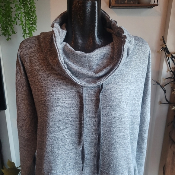 Hyba Grey Heathered Cowl Turtleneck Sweatshirt XL - Picture 2 of 7